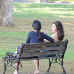 friends sitting on bench talking,love pic