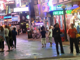 people standing on street nyc, manhatton travel